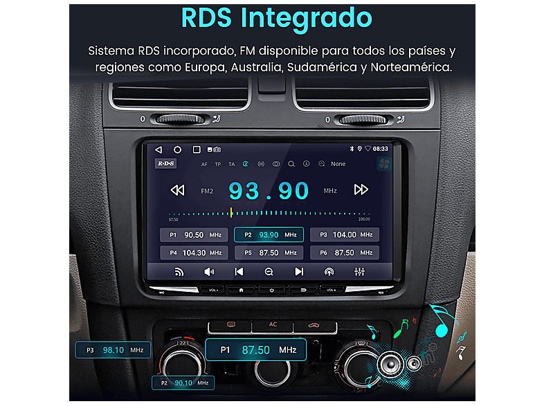 Autorradio  - 2 DIN para VW GOLF 5 6 Touran Tiguan CARPLAY Android Auto 6+128GB JUNSUN, 9 "", 2*USB, black — foto 11