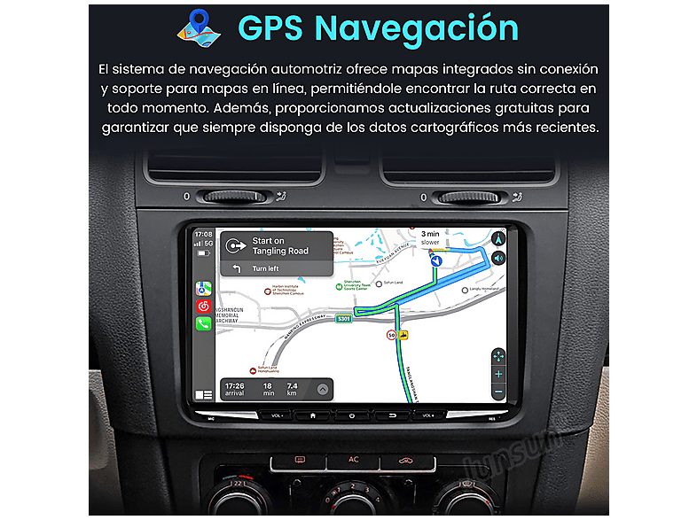 Autorradio  - 2 DIN para VW GOLF 5 6 Touran Tiguan CARPLAY Android Auto 6+128GB JUNSUN, 9 "", 2*USB, black — foto 4