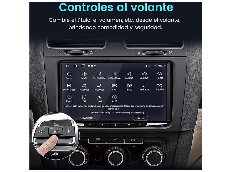 Autorradio  - 2 DIN para VW GOLF 5 6 Touran Tiguan CARPLAY Android Auto 6+128GB JUNSUN, 9 "", 2*USB, black — foto 6