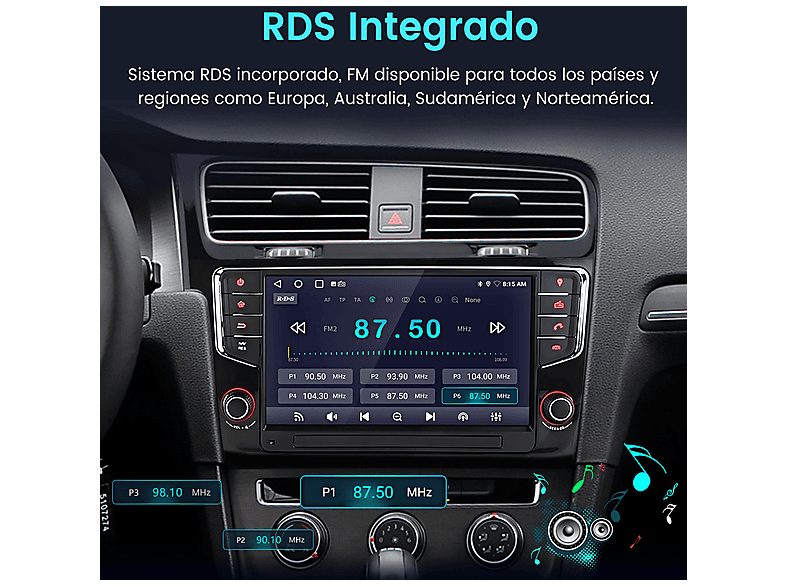 Autorradio  - 2 DIN para VW Golf VII MK7 (2013-2020) CARPLAY Android Auto 64GB JUNSUN, 9 "", 2*USB, Black — foto 10