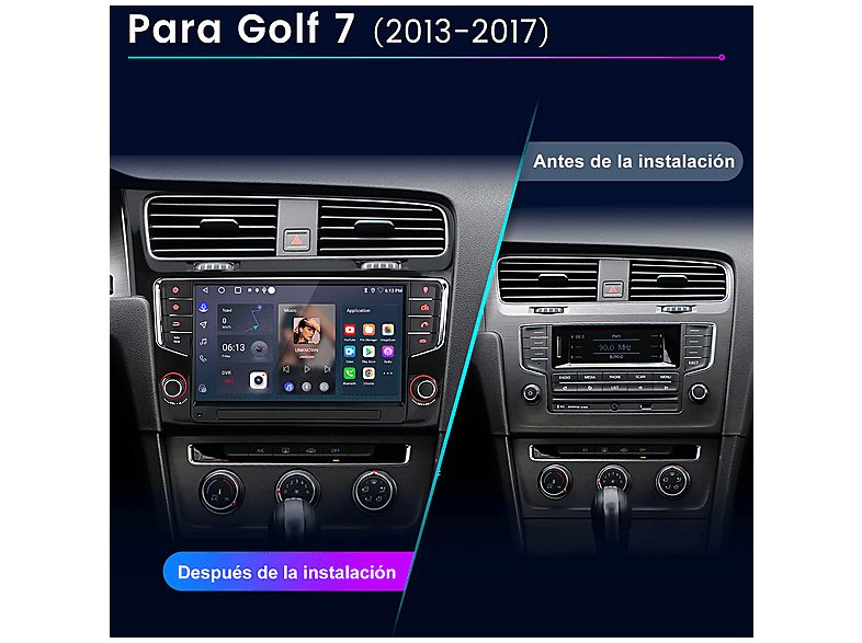 Autorradio  - 2 DIN para VW Golf VII MK7 (2013-2020) CARPLAY Android Auto 64GB JUNSUN, 9 "", 2*USB, Black — foto 2