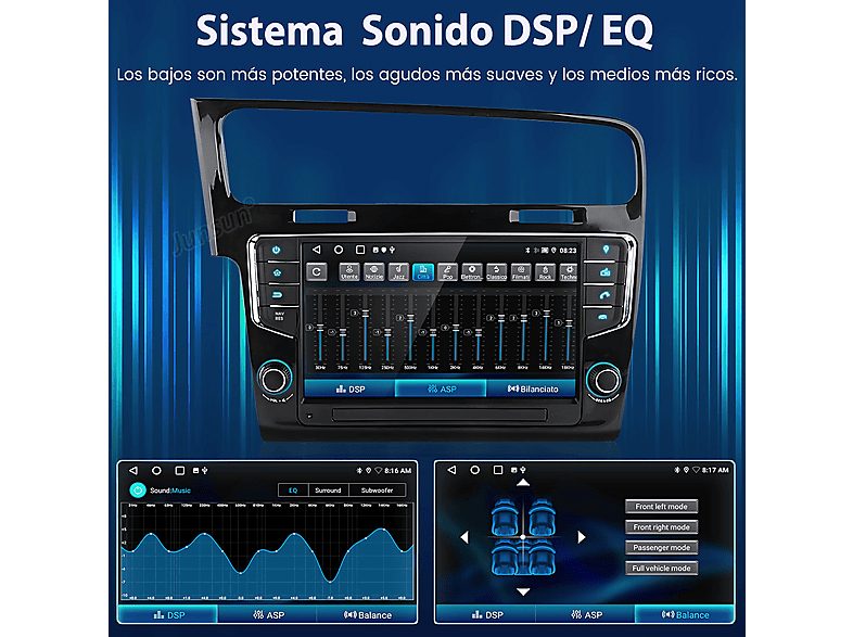 Autorradio  - 2 DIN para VW Golf VII MK7 (2013-2020) CARPLAY Android Auto 64GB JUNSUN, 9 "", 2*USB, Black — foto 7