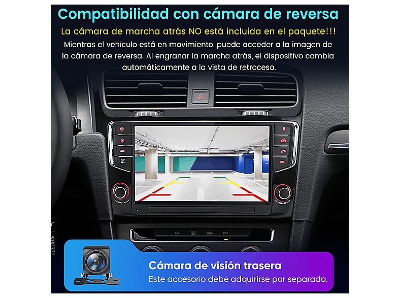 Autorradio  - 2 DIN para VW Golf VII MK7 (2013-2020) CARPLAY Android Auto 64GB JUNSUN, 9 "", 2*USB, Black — foto 8