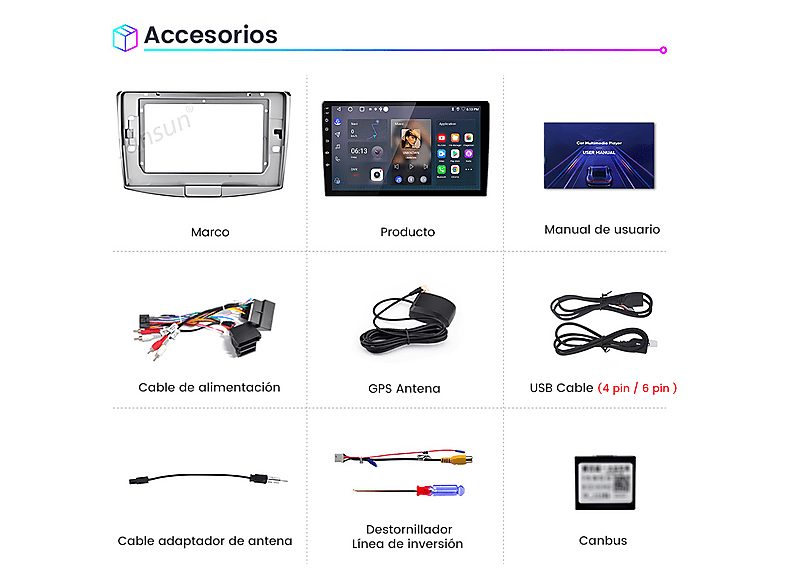 Autorradio  - 2 DIN para VW Passat B7 2010-2015  CARPLAY Android Auto 64GB JUNSUN, 10,1 "", 2*USB, silver — foto 8