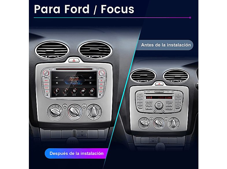 Autorradio  - 2DIN Para Ford Focus/Galaxy/Mondeo/S-MAX 2006-2012 CD/DVD JUNSUN, 7 "", 2*USB, Silver — foto 2