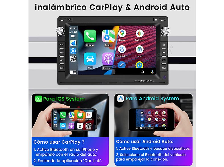 Autorradio  - 6G+128G 8-Core VW T5 Golf 4 Bora Polo JUNSUN, 7 "", 2*USB, Black — foto 3