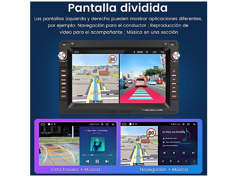 Autorradio  - 6G+128G 8-Core VW T5 Golf 4 Bora Polo JUNSUN, 7 "", 2*USB, Black — foto 6