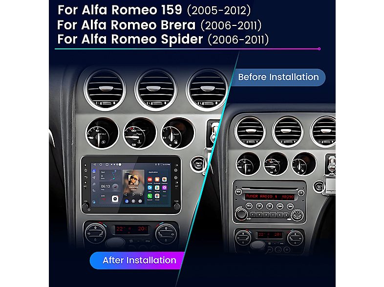 Autorradio  - Alfa Romeo 159 2004-2011 2+32GB CARPLAY SMORGR, 7 "", 2*USB, Black — foto 2