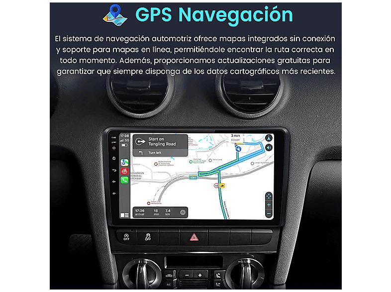 Autorradio  - Audi A3 2006-2012 64GB CAMERA SMORGR, 9 "", 2*USB, Black — foto 3