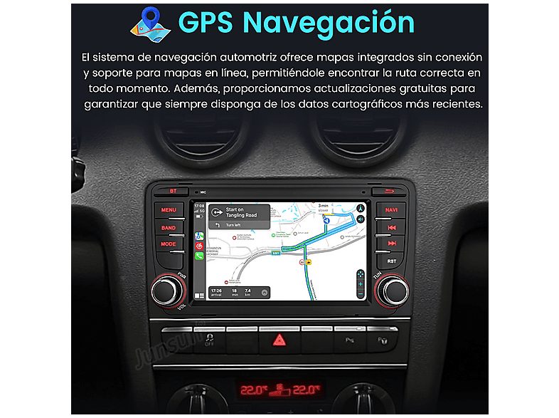 Autorradio  - Audi A3 S3 RS3 8P 8V 2008-2012 CARPLAY 32GB JUNSUN, 7 "", 2*USB, Black — foto 4