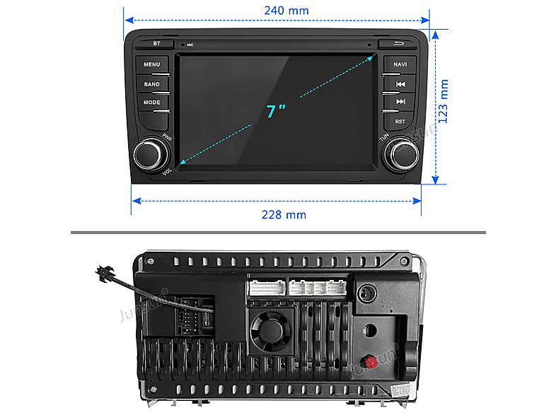 Autorradio  - Audi A3 S3 RS3 8P 8V 2008-2012 CARPLAY 32GB JUNSUN, 7 "", 2*USB, Black — foto 7