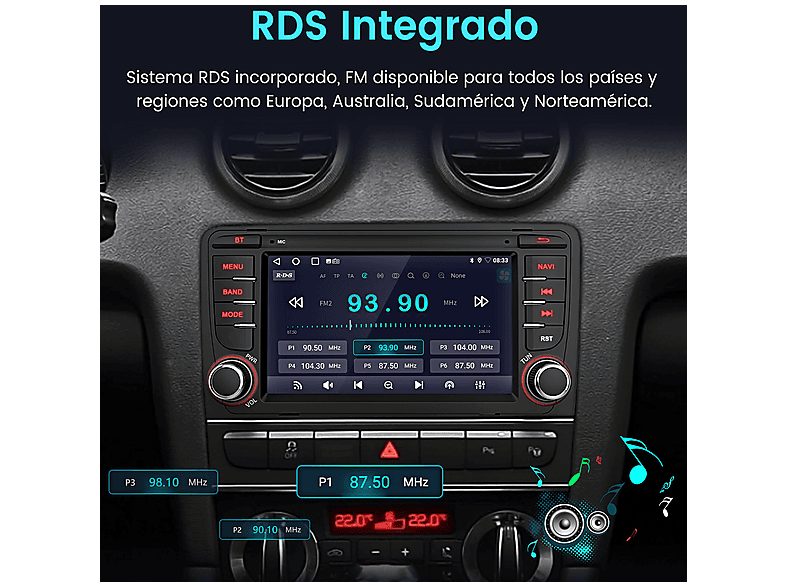 Autorradio  - Audi A3 S3 RS3 8P 8V 2008-2012 CARPLAY 32GB JUNSUN, 7 "", 2*USB, Black — foto 9