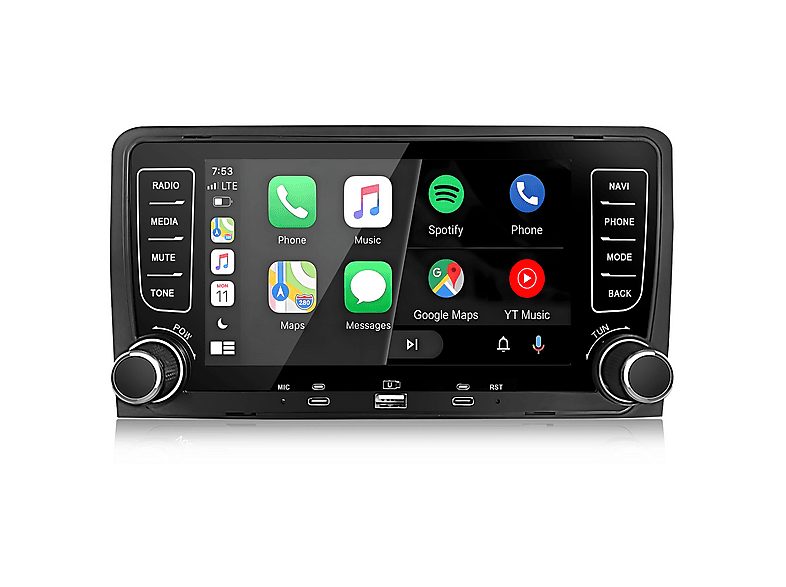SMORGR Autorradio  - Audi A3/S3/RS3 8P (2003-2012) 2+64GB CARPLAY FM SMORGR, 7 "", 2*USB, Black