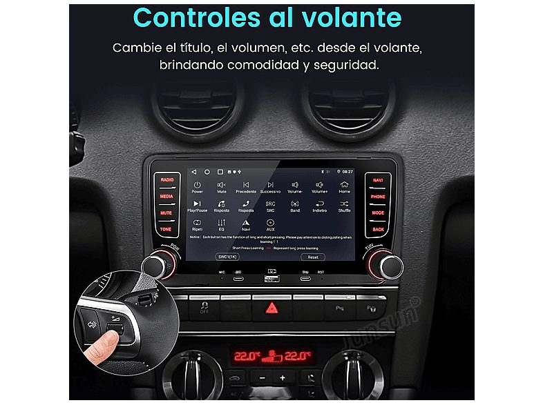 Autorradio  - Audi A3/S3/RS3 8P (2003-2012) 2+64GB CARPLAY FM SMORGR, 7 "", 2*USB, Black — foto 5