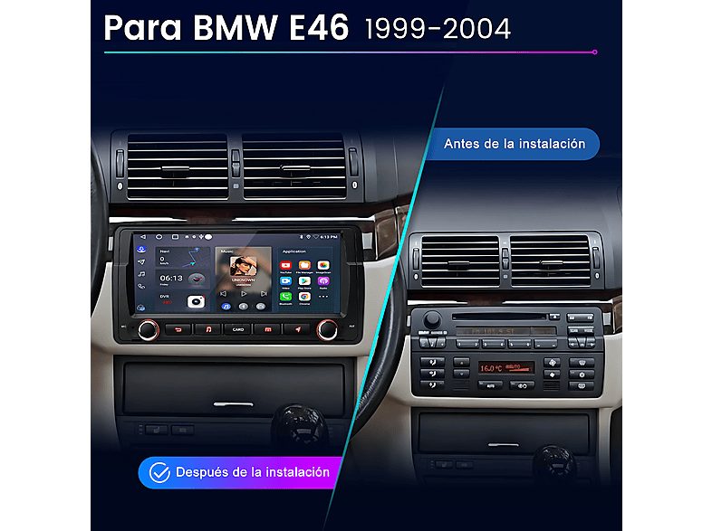 Autorradio  - BMW Serie 3 E46 318 320 32GB CARPLAY JUNSUN, 8 "", 2*USB, Black — foto 2