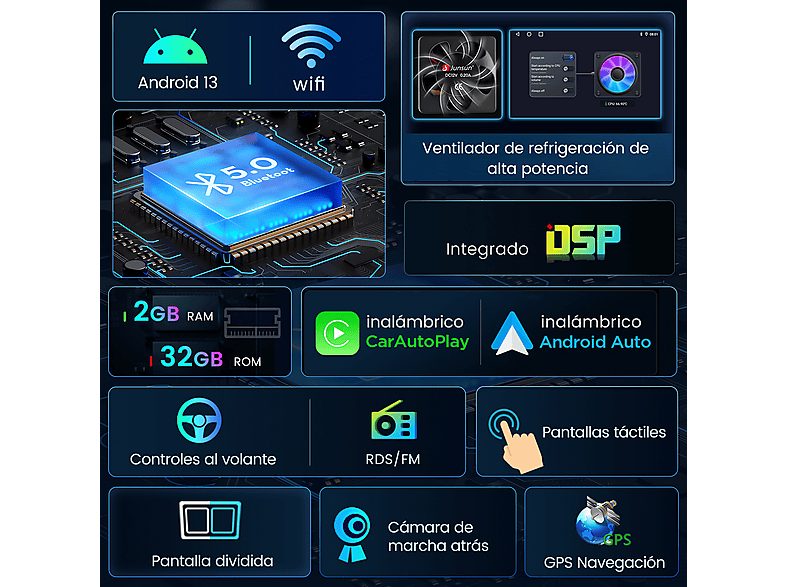 Autorradio  - BMW Serie 3 E46 318 320 32GB CARPLAY JUNSUN, 8 "", 2*USB, Black — foto 3