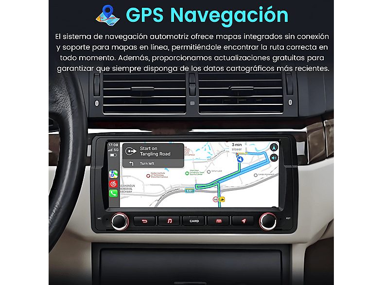 Autorradio  - BMW Serie 3 E46 318 320 32GB CARPLAY JUNSUN, 8 "", 2*USB, Black — foto 4