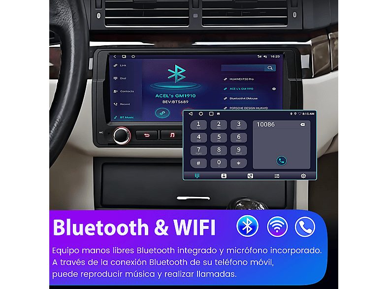 Autorradio  - BMW Serie 3 E46 318 320 32GB CARPLAY JUNSUN, 8 "", 2*USB, Black — foto 8