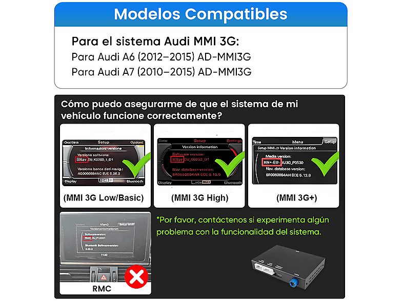 Autorradio  - Carplay Android auto Para Audi MMI3G A6 A6L A7 CESTOVET, 0 "", 2*USB, Black — foto 3