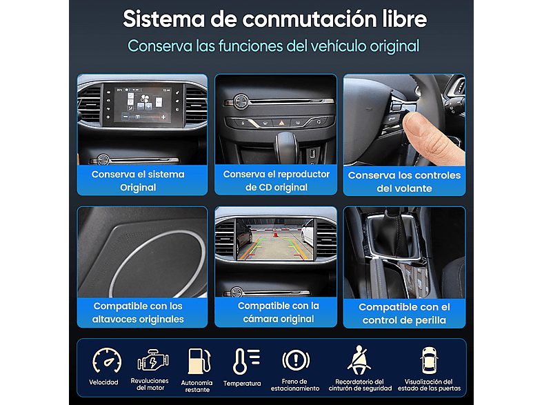 Autorradio  - CarPlay Android Auto Para Peugeot Citroen DS MRN SMEG 2013-2016 CESTOVET, 0 "", 2*USB, Black — foto 6