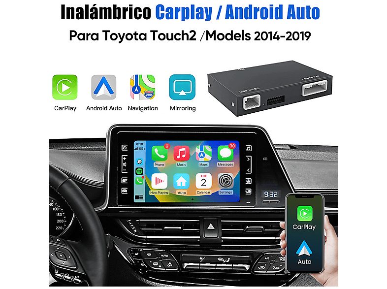 Autorradio  - Carplay Android auto Para Toyota 2014-2019 plug-and-play CESTOVET, 0 "", 2*USB, Black — foto 2
