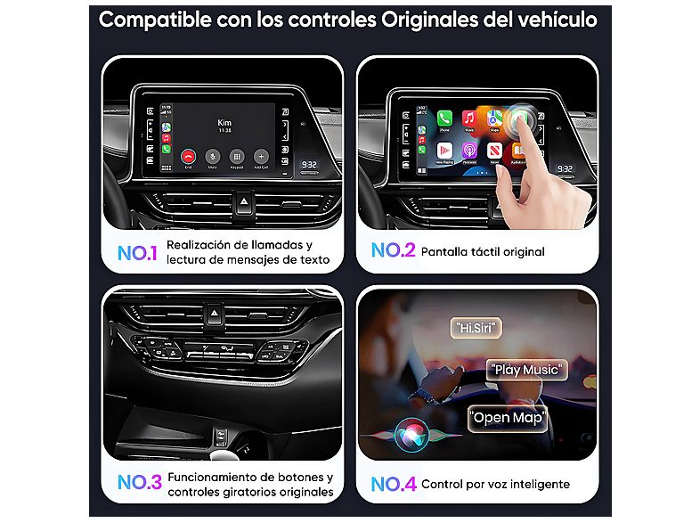 Autorradio  - Carplay Android auto Para Toyota 2014-2019 plug-and-play CESTOVET, 0 "", 2*USB, Black — foto 6