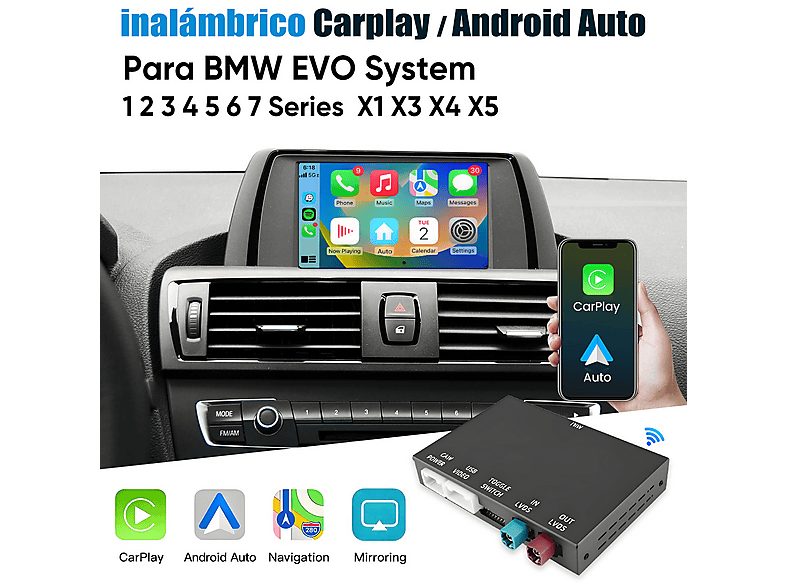 Autorradio  - Carplay Para BMW Sistema EVO- BMW 1 2 3 4 5 6 7 X1 X3 X4 X5 CESTOVET, 0 "", 2*USB, Black — foto 2