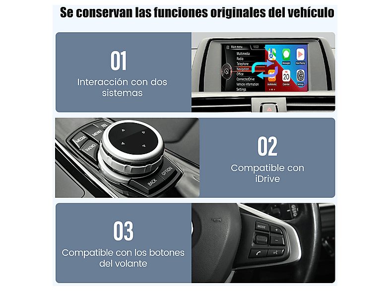 Autorradio  - Carplay Para BMW Sistema EVO- BMW 1 2 3 4 5 6 7 X1 X3 X4 X5 CESTOVET, 0 "", 2*USB, Black — foto 6