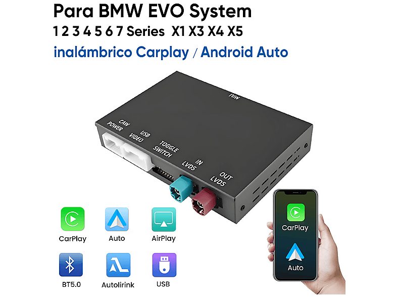 Autorradio  - Carplay Para BMW Sistema EVO- BMW 1 2 3 4 5 6 7 X1 X3 X4 X5 CESTOVET, 0 "", 2*USB, Black — foto 8