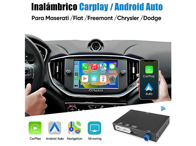 Autorradio  - Carplay Para Maserati, Fiat Freemont , Chrysler 300C , Dodge CESTOVET, 0 "", 2*USB, Black — foto 2
