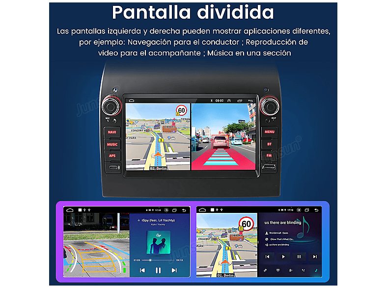 Autorradio  - Fiat Ducato Peugeot Boxer [2GB+64GB] CARPLAY SMORGR, 7 "", 2*USB, Black — foto 10