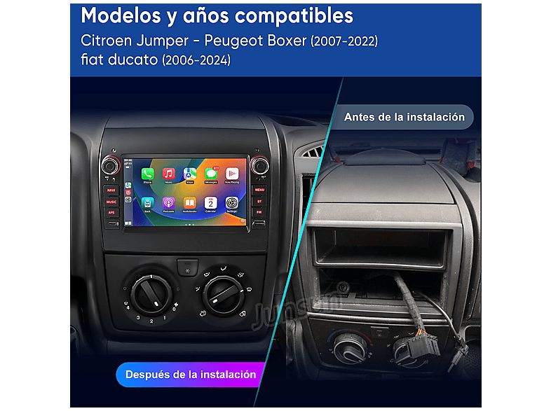 Autorradio  - Fiat Ducato Peugeot Boxer [2GB+64GB] CARPLAY SMORGR, 7 "", 2*USB, Black — foto 2