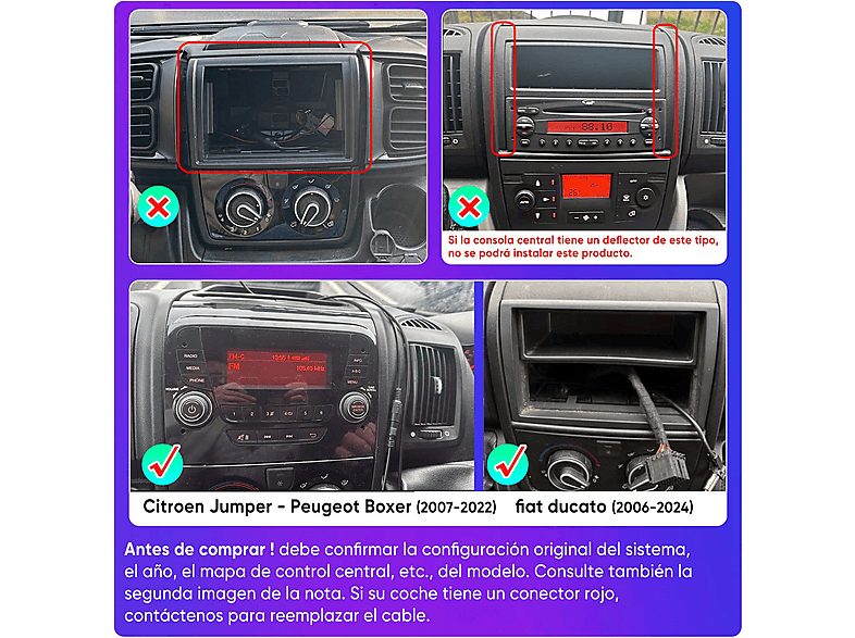 Autorradio  - Fiat Ducato Peugeot Boxer [2GB+64GB] CARPLAY SMORGR, 7 "", 2*USB, Black — foto 3