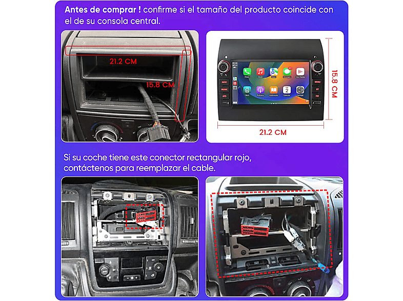 Autorradio  - Fiat Ducato Peugeot Boxer [2GB+64GB] CARPLAY SMORGR, 7 "", 2*USB, Black — foto 4