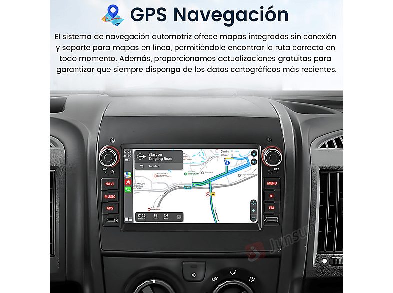 Autorradio  - Fiat Ducato Peugeot Boxer [2GB+64GB] CARPLAY SMORGR, 7 "", 2*USB, Black — foto 5