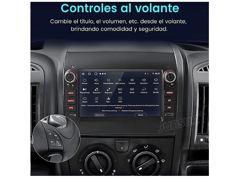 Autorradio  - Fiat Ducato Peugeot Boxer [2GB+64GB] CARPLAY SMORGR, 7 "", 2*USB, Black — foto 8
