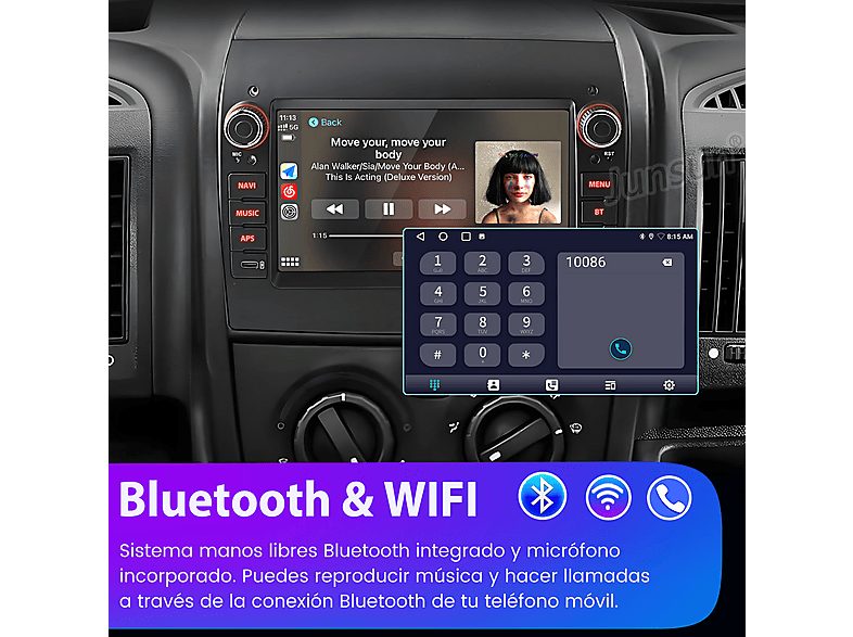 Autorradio  - Fiat Ducato Peugeot Boxer [2GB+64GB] CARPLAY SMORGR, 7 "", 2*USB, Black — foto 9