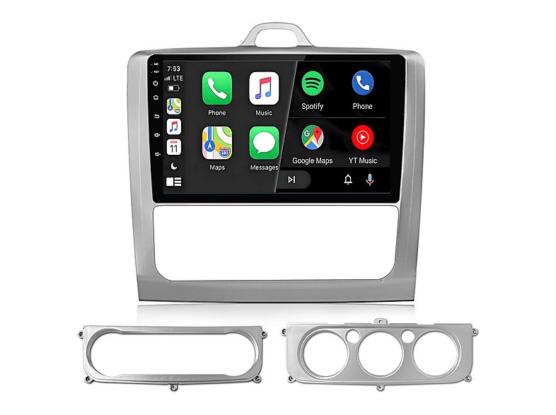 SMORGR Autorradio  - Ford Focus Mk2 Mk3 Exi MT 2 3 2004-2011 64GB CARPLAY SMORGR, 9 "", 2*USB, Silver