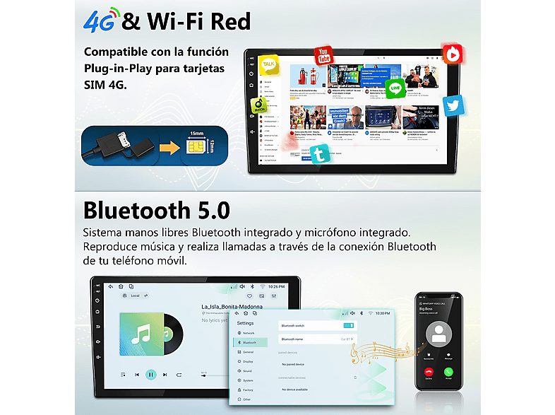 Autorradio  - Para Audi A3 S3 RS3 (2003-2013) Carplay Android Auto 8GB+256GB BOSE JUNSUN, 9 "", 2*USB 1*RCA-SIM, Black — foto 9
