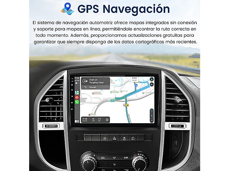 Autorradio  - Para Benz Vito 3 W447 (2014-2020) CARPLAY Android Auto 128GB Octa-Core JUNSUN, 10,1 "", 2*USB 1*RCA, Black — foto 4