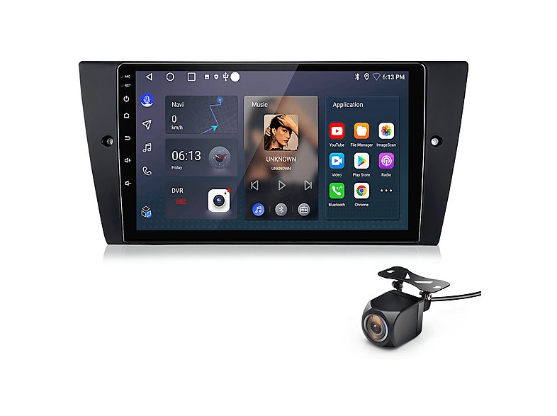 JUNSUN Autorradio  - para BMW 3er E90 E91 E92 E93 Carplay Android Auto 64GB +Cámara JUNSUN, 9 "", 2*USB, black