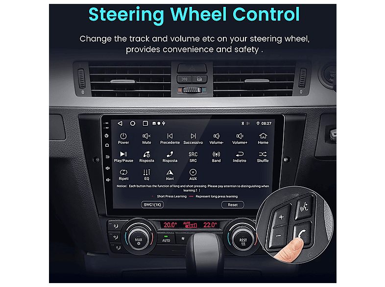 Autorradio  - para BMW 3er E90 E91 E92 E93 Carplay Android Auto 64GB +Cámara JUNSUN, 9 "", 2*USB, black — foto 6