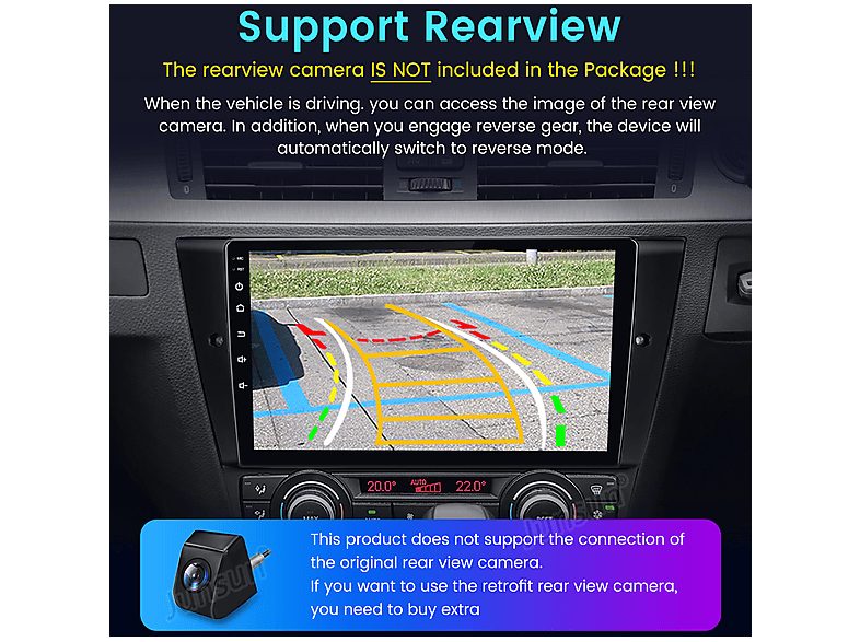 Autorradio  - para BMW 3er E90 E91 E92 E93 Carplay Android Auto 64GB +Cámara JUNSUN, 9 "", 2*USB, black — foto 9
