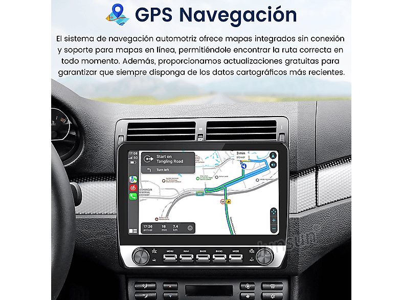 Autorradio  - Para BMW E46 (1998-2006) Carplay Android Auto 64GB JUNSUN, 10,1 "", 2*USB, black/plata — foto 4