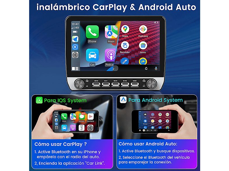 Autorradio  - Para BMW E46 (1998-2006) Carplay Android Auto 64GB JUNSUN, 10,1 "", 2*USB, black/plata — foto 5