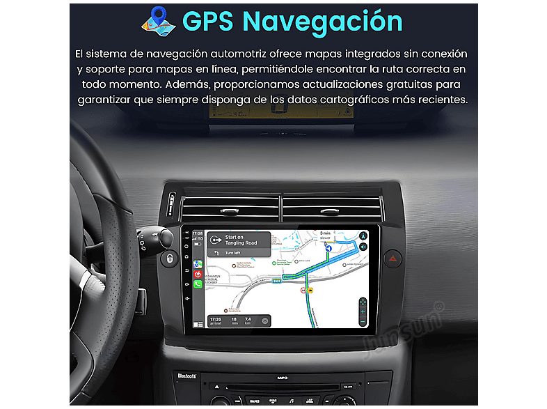 Autorradio  - Para Citroen C4 (2004-2009) Carplay Android Auto 64GB JUNSUN, 9 "", 2*USB, black — foto 4