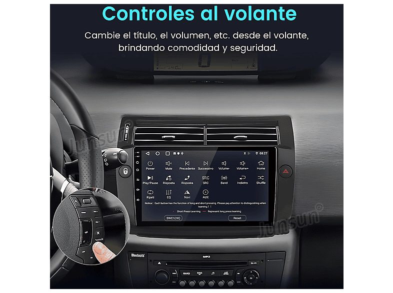Autorradio  - Para Citroen C4 (2004-2009) Carplay Android Auto 64GB JUNSUN, 9 "", 2*USB, black — foto 6
