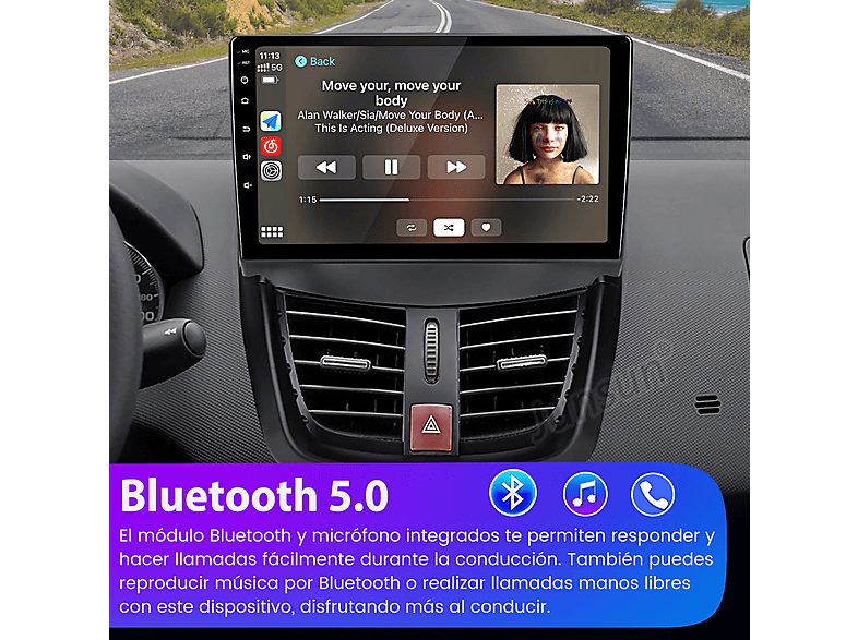Autorradio  - Para Peugeot 207 2006-2015 Carplay GPS Navi 6+128GB Octa-Core CESTOVET, 9 "", 2*USB 1*RCA, Black — foto 11