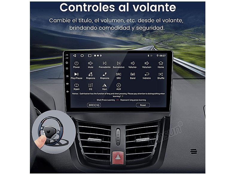Autorradio  - Para Peugeot 207 2006-2015 Carplay GPS Navi 6+128GB Octa-Core CESTOVET, 9 "", 2*USB 1*RCA, Black — foto 6
