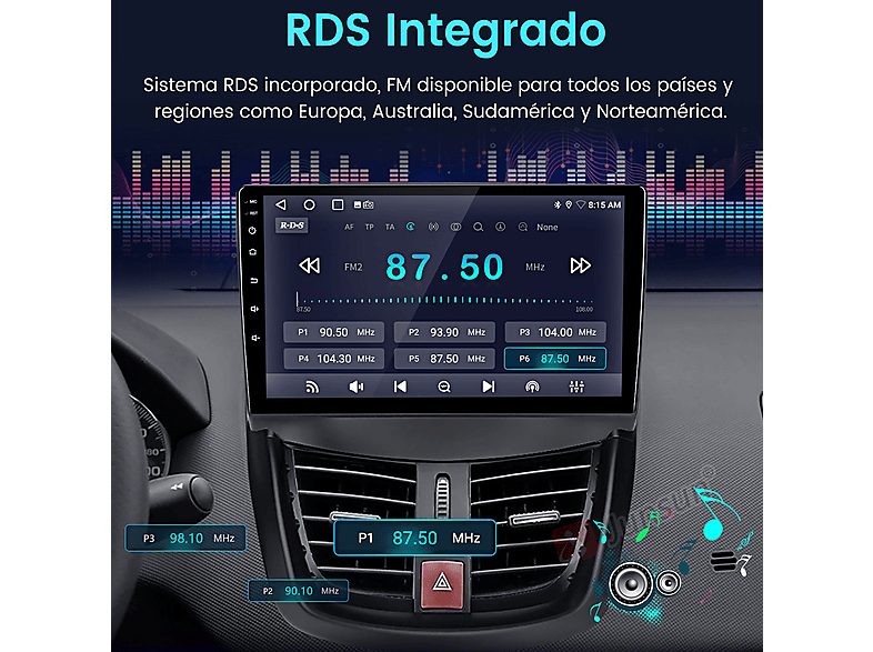 Autorradio  - Para Peugeot 207 2006-2015 Carplay GPS Navi 6+128GB Octa-Core CESTOVET, 9 "", 2*USB 1*RCA, Black — foto 7
